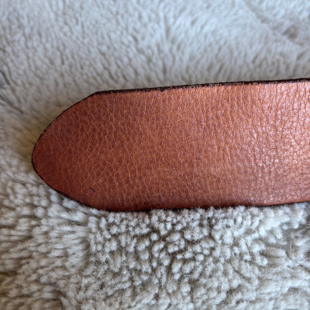 Womens Brown Genuine Leather Western Studded Medallion O-Ring Belt Size M - Picture 5 of 8